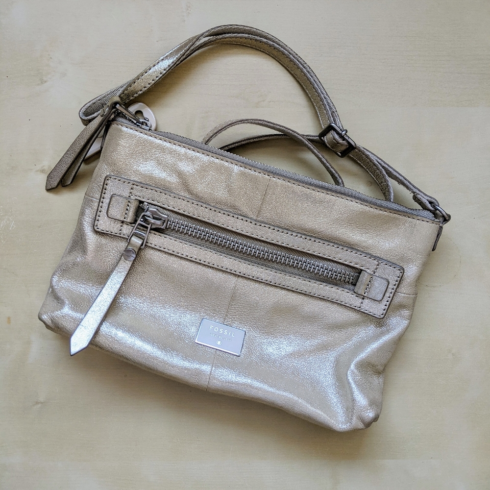 Fossil gold leather crossbody bag - Picture 2 of 4